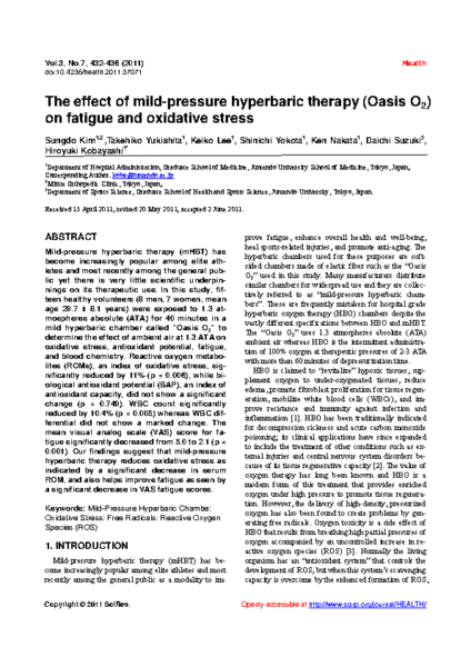 mHBOT for Oxidative Stress and Fatigue